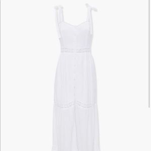Crochet Trim White Maxi Dress